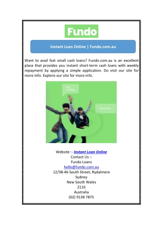 Instant Loan Online | Fundo.com.au