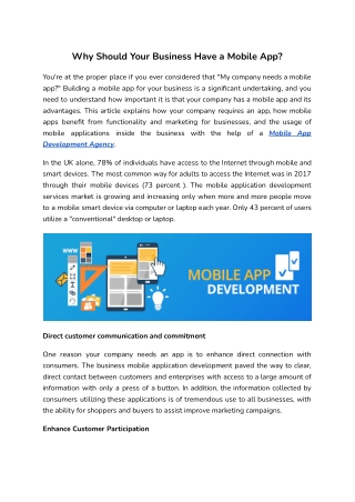 Why Should Your Business Have a Mobile App_