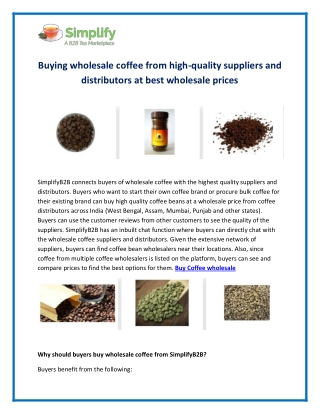 Buy Coffee wholesale