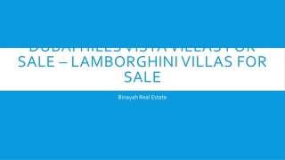 Dubai Hills Vista Villas For Sale – Lamborghini