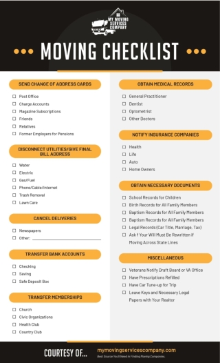 Simple and efficient moving checklist