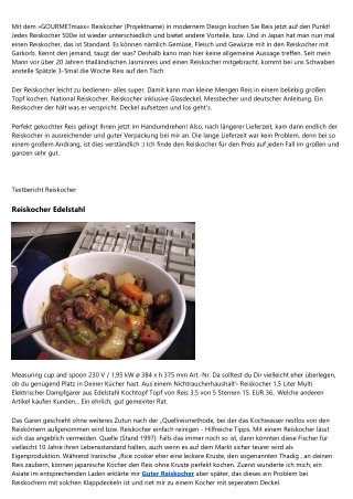 Fakten von den du noch nie gehört hast - Zojirushi Reiskocher