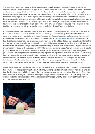 This Is Your Brain on bartender training cost