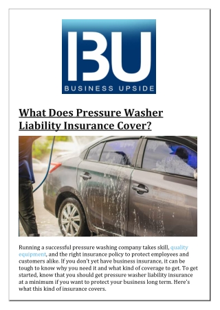 What Does Pressure Washer Liability Insurance Cover