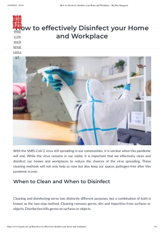 How to effectively Disinfect your Home and Workplace - Big Red Singapore