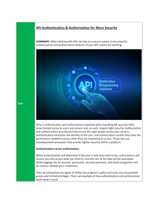 API Authentication & Authorization for More Security