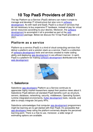 10 Top PaaS Providers of 2021