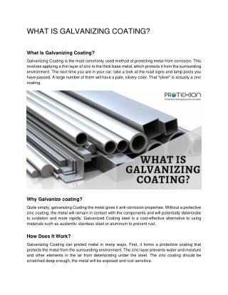 WHAT IS GALVANIZING COATING