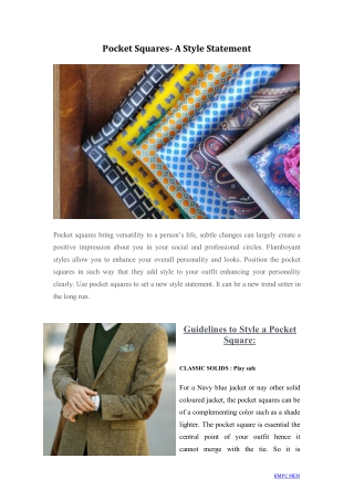 Pocket Squares- STYLE GUIDE