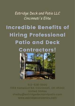 Experienced Patio and Deck Contractors in Your Area