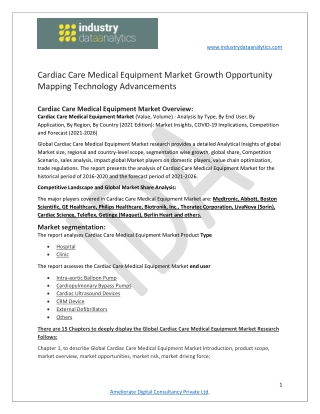 Cardiac Care Medical Equipment Market