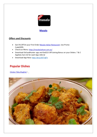 5% Off - Masala Indian Restaurant Clarkson Menu, WA