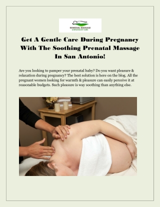 Best Prenatal Massage In San Antonio | Massage Natural Clinic