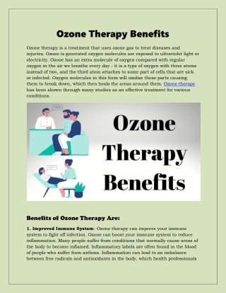 OZone Therapy Benefits