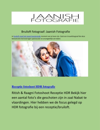 Bruiloft fotograaf: Jaanish Fotografie
