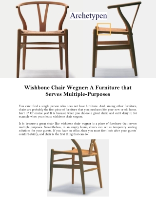 Wishbone Chair Wegner: A Furniture that Serves Multiple-Purposes