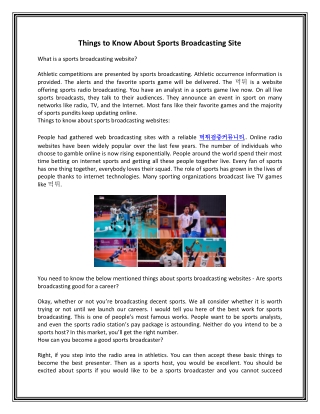 Things To Know About Sports Broadcasting Site