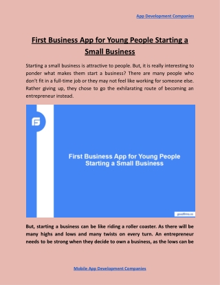 First Business App for Young People Starting a Small Business