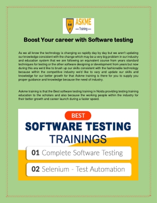 Boost Your career with Software testing