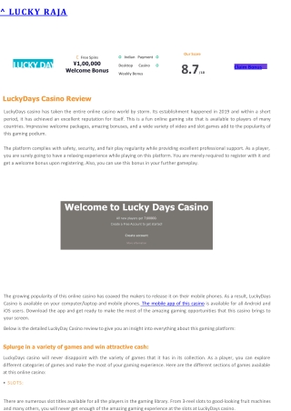 Lucky Days Casino Review