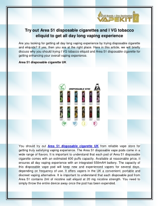 Area 51 disposable cigarette UK