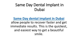 Same Day Dental Implant in Dubai