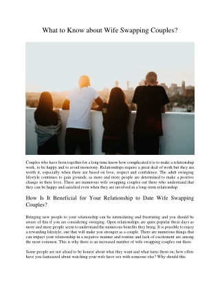 What to Know about Wife Swapping Couples?