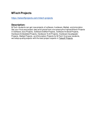 MTech projects