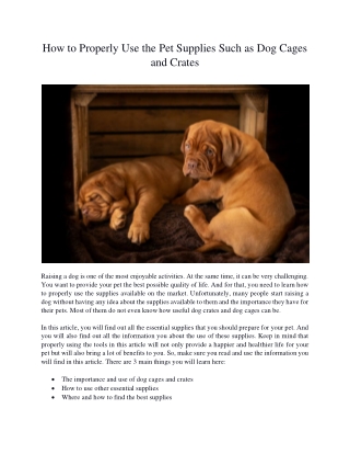 How to Properly Use the Pet Supplies Such as Dog Cages and Crates