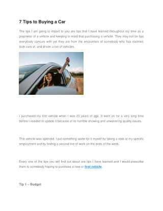 7 Tips to Buying a Car