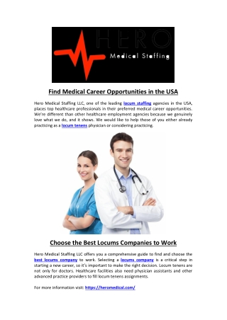 Find Medical Career Opportunities in the USA