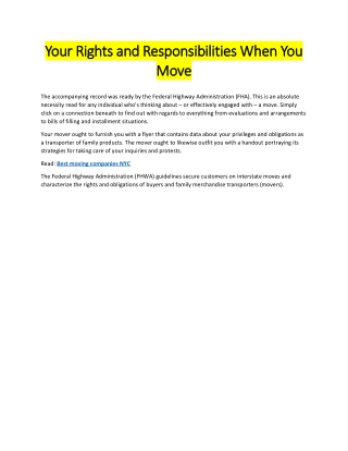 Your Rights and Responsibilities When You Move