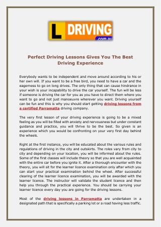 Perfect Driving Lessons Gives You The Best Driving Experience