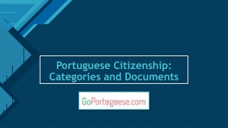Portuguese Citizenship: Categories and Documents