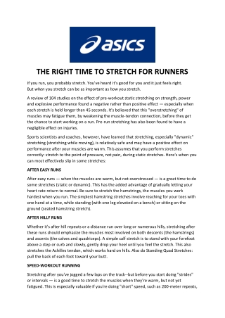 THE RIGHT TIME TO STRETCH FOR RUNNERS