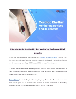 Ultimate Guide_ Cardiac Rhythm Monitoring Devices and Their Benefits