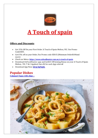 15% off - A Touch of Spain Menu Takeaway Melton, VIC