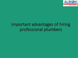 Important advantages of hiring professional plumbers