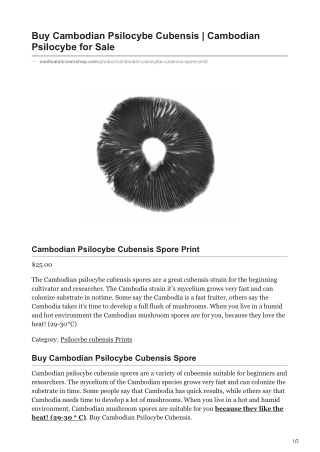 Cambodian Psilocybe Cubensis Spore Print