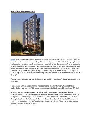 Primo- Have a luxurious living