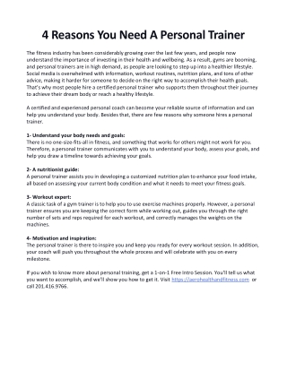 4 Reasons You Need A Personal Trainer