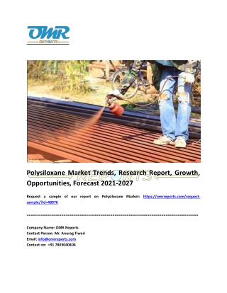 Polysiloxane Market: Analysis Report, Share, Trends and Overview 2021-2027