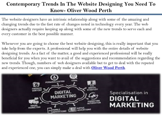 Contemporary Trends In The Website Designing You Need To Know- Oliver Wood Perth