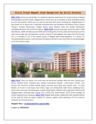 Birla Tisya Magadi Road Bangalore By Birla Estates