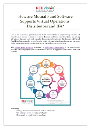 How are Mutual Fund Software Supports Virtual Operations, Distributors and IFA