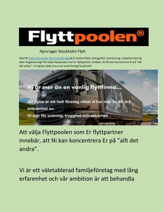 Hyra lager Stockholm Flytt