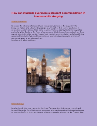 Best Student Accommodation London