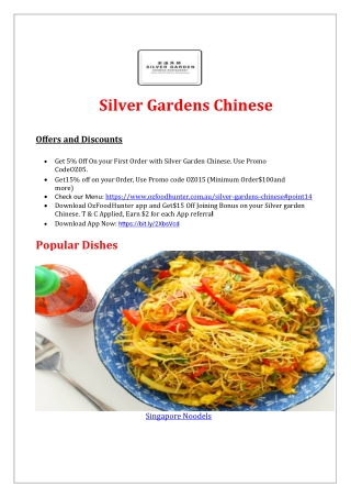 5% off - Silver Gardens Chinese Ballajura Restaurant, WA