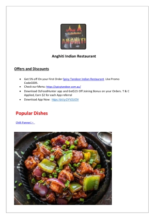 5% Off - Anghiti Indian Restaurant Heathridge, WA