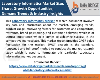 Laboratory Informatics Market Future Scope with Top Players:  LabWare